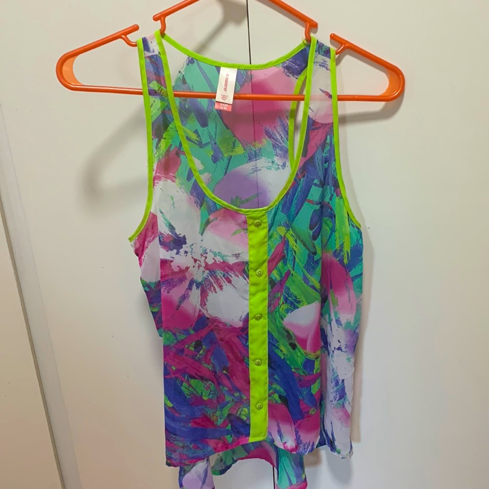 Chiffon shirt sleeve short neons colors! cute good condition